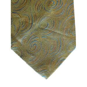 Bullocks Wilshire Fabiani Men's Neck Tie. SILK.gold w/ swirls. office work party